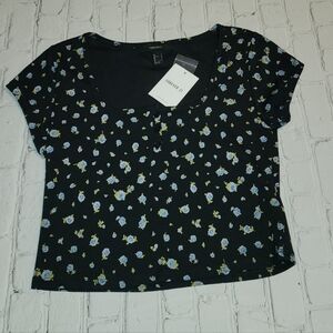 Junior Navy Floral Forever 21 Crop Top sz Large
